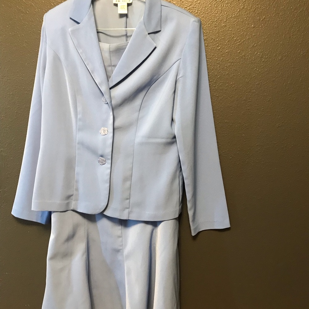 Light Blue Women's Suit Jacket and Skirt Set